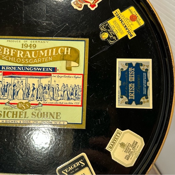 VTG Black Lacquer Drink Tray + Four BEAULIEU glasses by Cristal D’Arques Durand - Picture 9 of 16